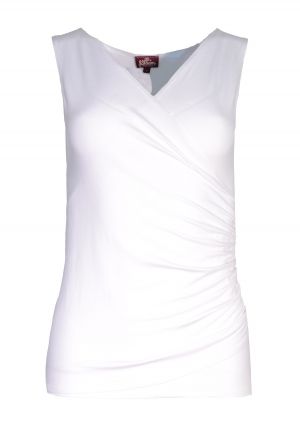Sleeveless Wrap Top Solid-X-Large-100 White