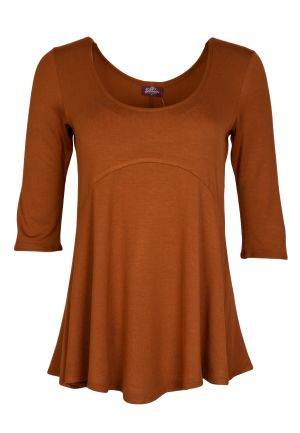 3/4 Sleeve Suzie Top Solid: Small 1892 Amber