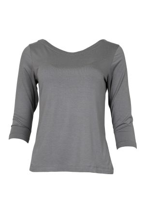 Sheila Top Solid/Stripe: Large 1679 Pewter 