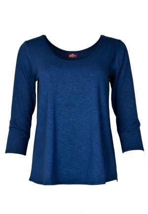 3/4 Sleeve Cora Top Solid: Small 1297 Marled Cobalt