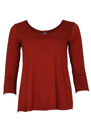3/4 Sleeve Cora Top Solid: Small 1853 Lava