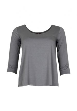 3/4 Sleeve Cora Top Solid/Stripe : X-Small 1679 Pewter 