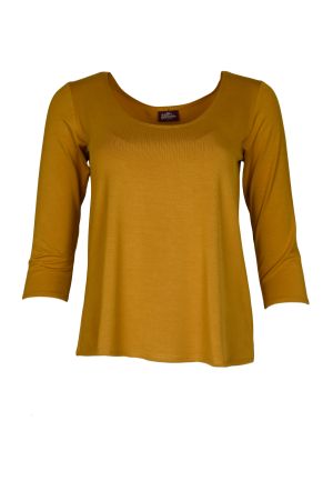 3/4 Sleeve Cora Top Solid: X-Large 1790 Goldenrod