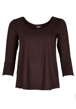 3/4 Sleeve Cora Top Solid: X-Small 1817 Chocolate