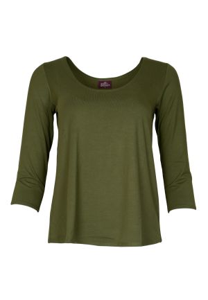 3/4 Sleeve Cora Top Solid: X-Small 1839 Olive